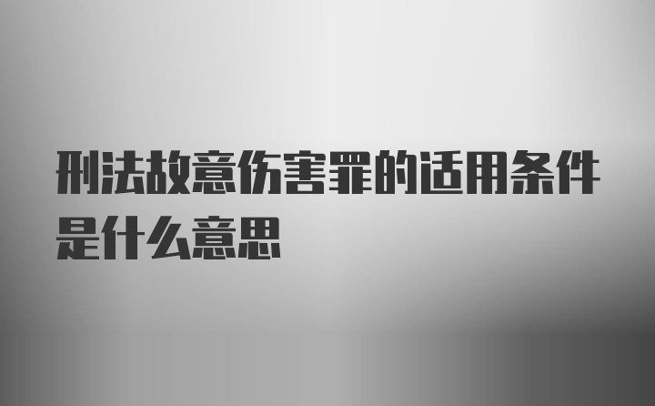 刑法故意伤害罪的适用条件是什么意思