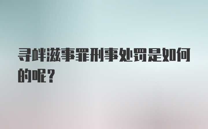 寻衅滋事罪刑事处罚是如何的呢？