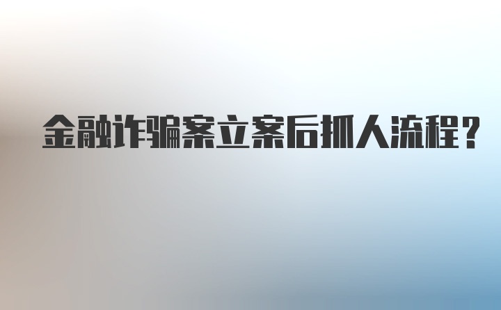 金融诈骗案立案后抓人流程？