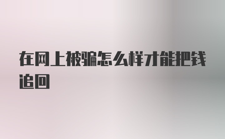 在网上被骗怎么样才能把钱追回