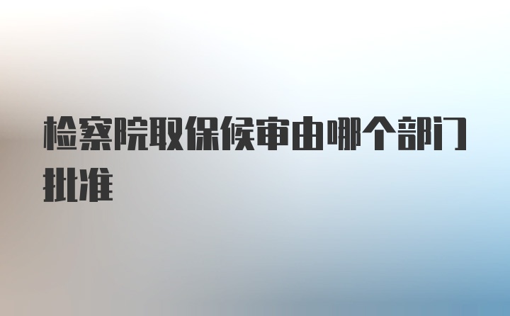 检察院取保候审由哪个部门批准