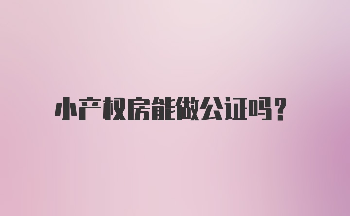 小产权房能做公证吗？