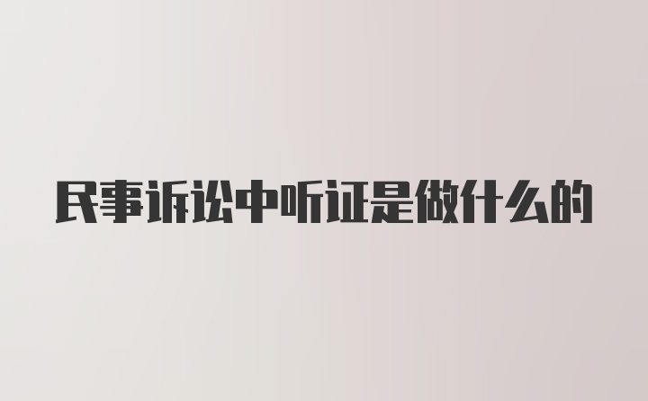 民事诉讼中听证是做什么的