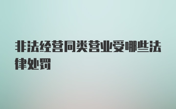 非法经营同类营业受哪些法律处罚