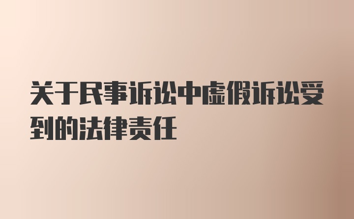 关于民事诉讼中虚假诉讼受到的法律责任