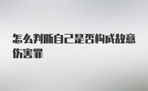 怎么判断自己是否构成故意伤害罪