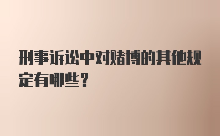 刑事诉讼中对赌博的其他规定有哪些？