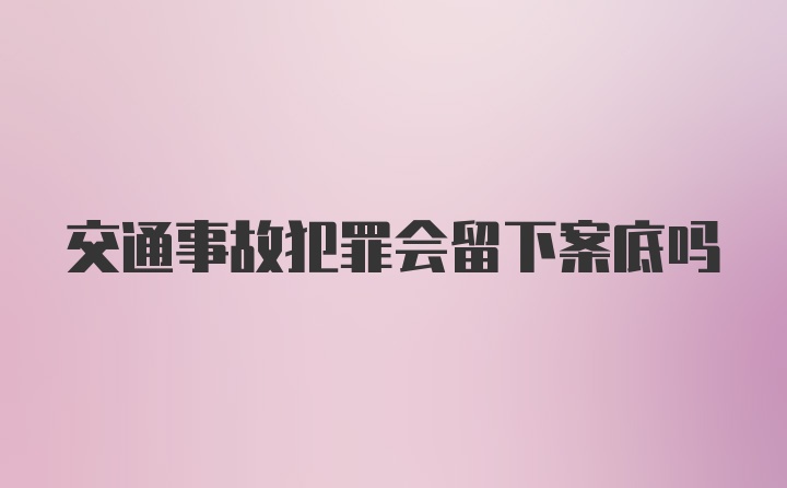 交通事故犯罪会留下案底吗