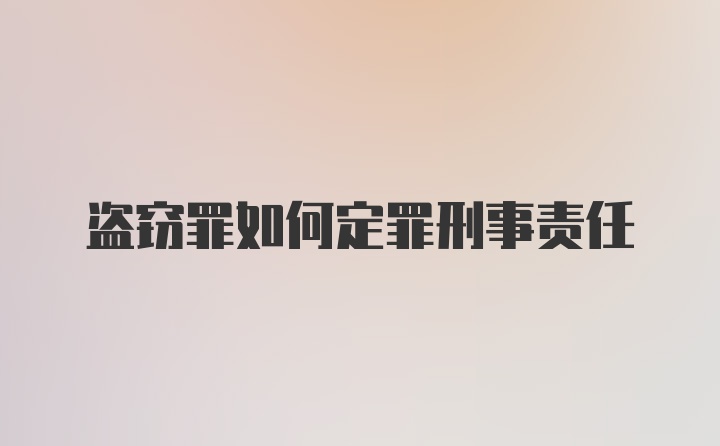 盗窃罪如何定罪刑事责任