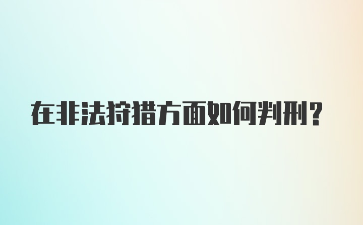 在非法狩猎方面如何判刑？