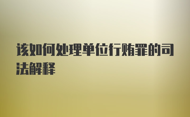 该如何处理单位行贿罪的司法解释