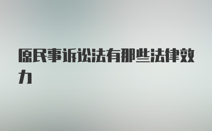 原民事诉讼法有那些法律效力