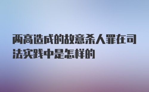 两高造成的故意杀人罪在司法实践中是怎样的