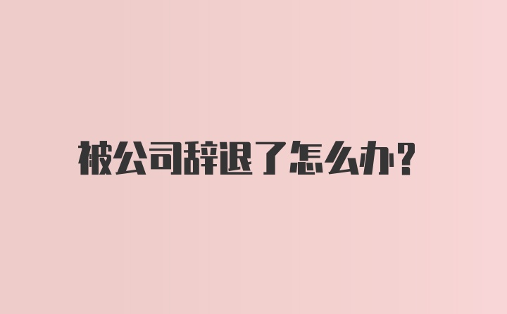 被公司辞退了怎么办？