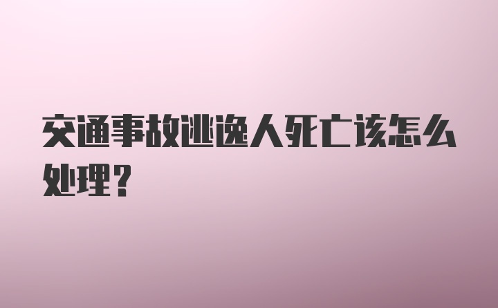 交通事故逃逸人死亡该怎么处理？