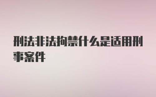 刑法非法拘禁什么是适用刑事案件