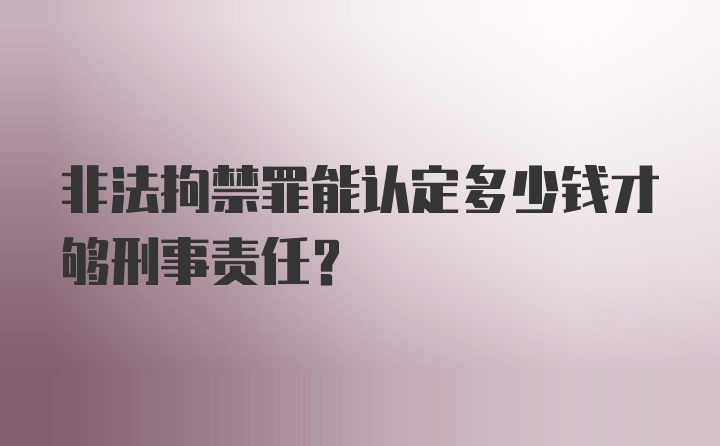 非法拘禁罪能认定多少钱才够刑事责任？