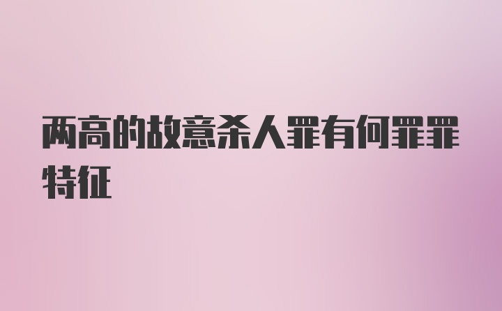 两高的故意杀人罪有何罪罪特征