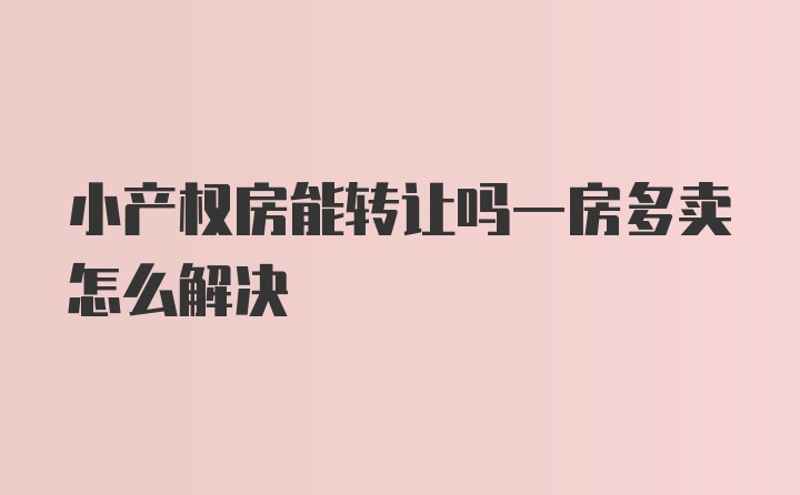 小产权房能转让吗一房多卖怎么解决