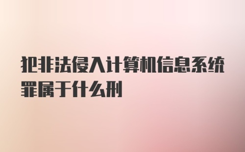 犯非法侵入计算机信息系统罪属于什么刑