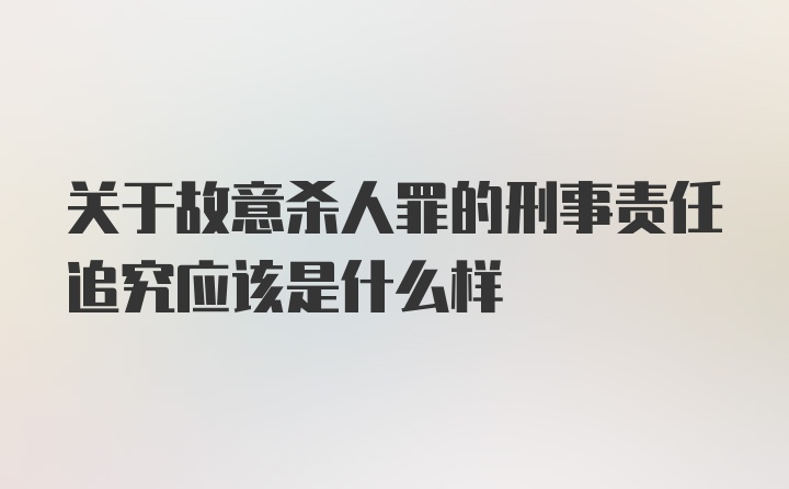 关于故意杀人罪的刑事责任追究应该是什么样