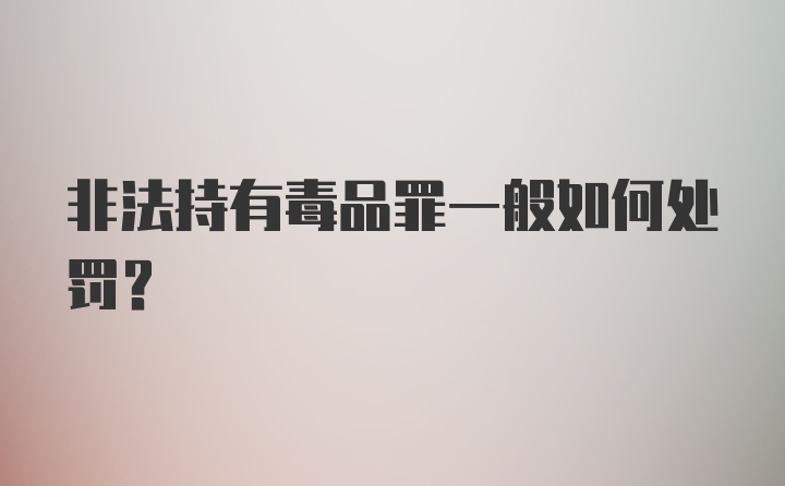 非法持有毒品罪一般如何处罚？