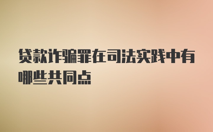 贷款诈骗罪在司法实践中有哪些共同点