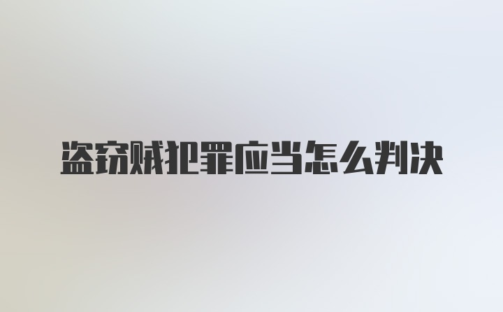 盗窃贼犯罪应当怎么判决