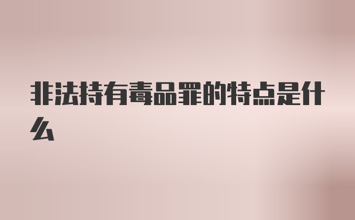 非法持有毒品罪的特点是什么