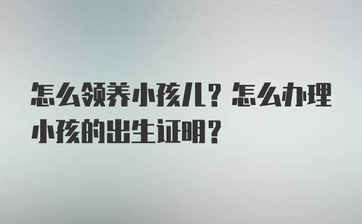 怎么领养小孩儿？怎么办理小孩的出生证明？