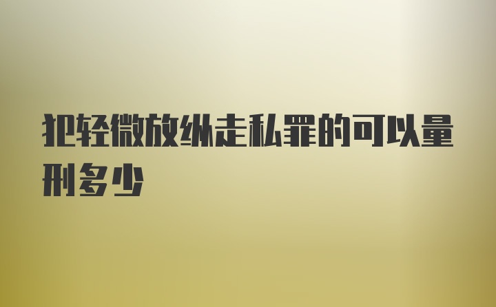 犯轻微放纵走私罪的可以量刑多少