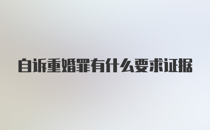 自诉重婚罪有什么要求证据