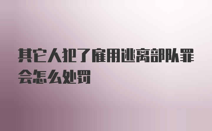 其它人犯了雇用逃离部队罪会怎么处罚