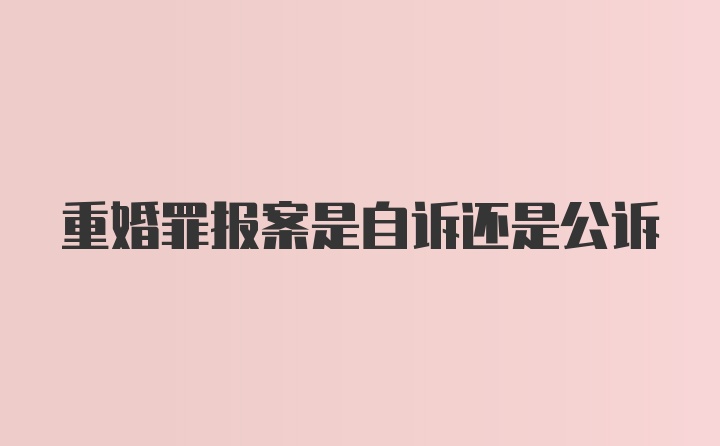 重婚罪报案是自诉还是公诉