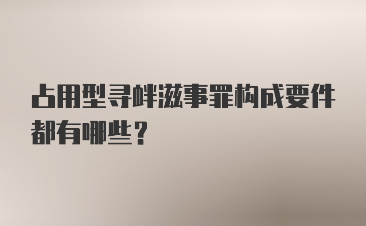 占用型寻衅滋事罪构成要件都有哪些？