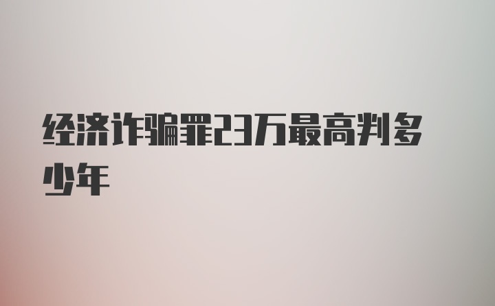 经济诈骗罪23万最高判多少年