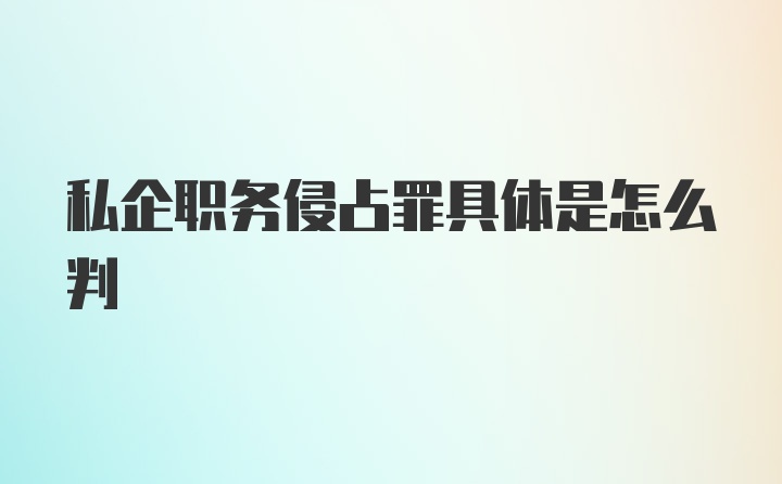 私企职务侵占罪具体是怎么判