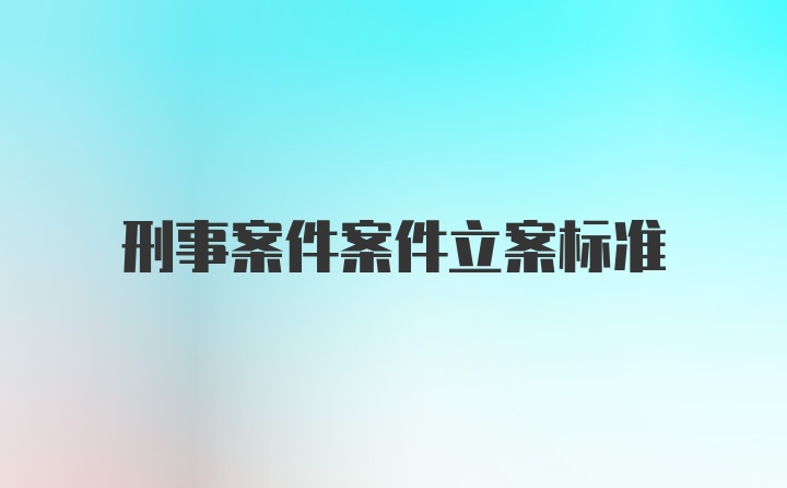 刑事案件案件立案标准