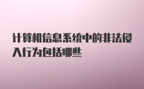 计算机信息系统中的非法侵入行为包括哪些