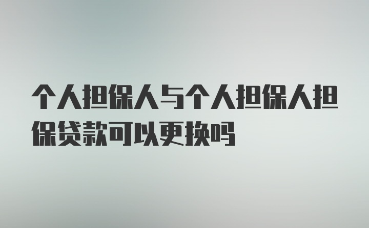 个人担保人与个人担保人担保贷款可以更换吗