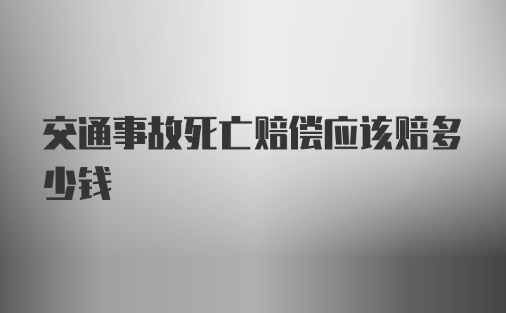 交通事故死亡赔偿应该赔多少钱