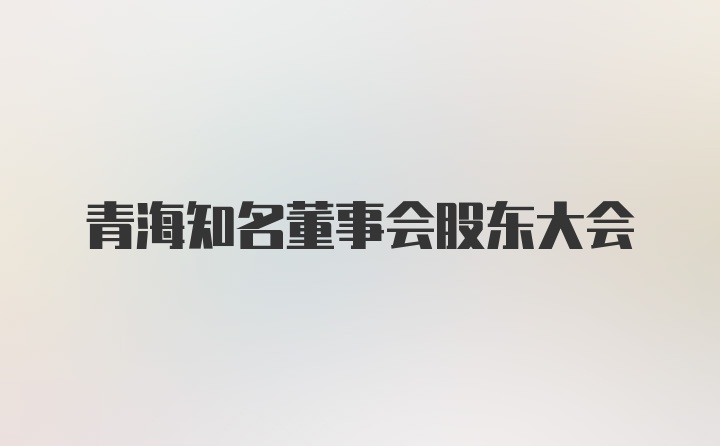 青海知名董事会股东大会