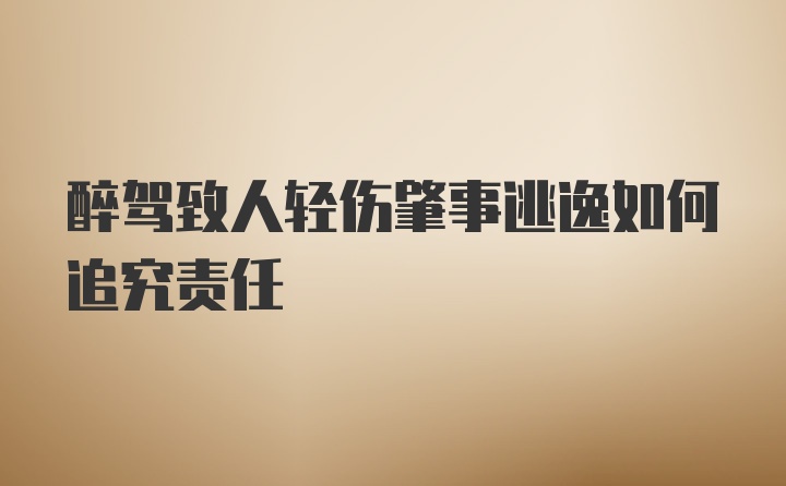 醉驾致人轻伤肇事逃逸如何追究责任