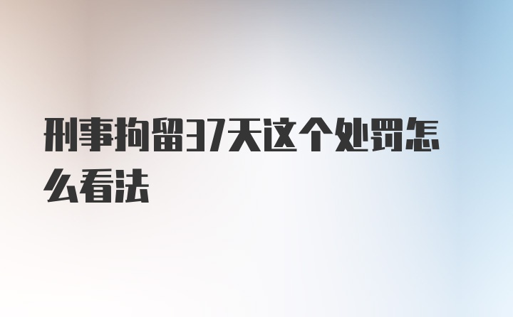 刑事拘留37天这个处罚怎么看法