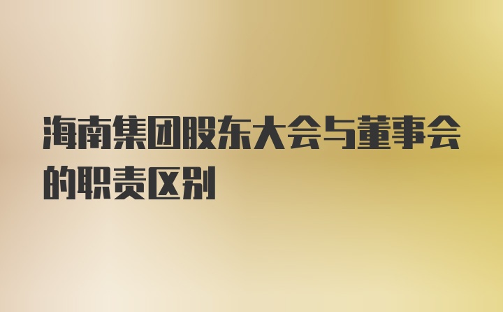 海南集团股东大会与董事会的职责区别