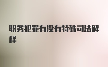 职务犯罪有没有特殊司法解释