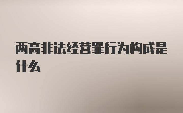 两高非法经营罪行为构成是什么