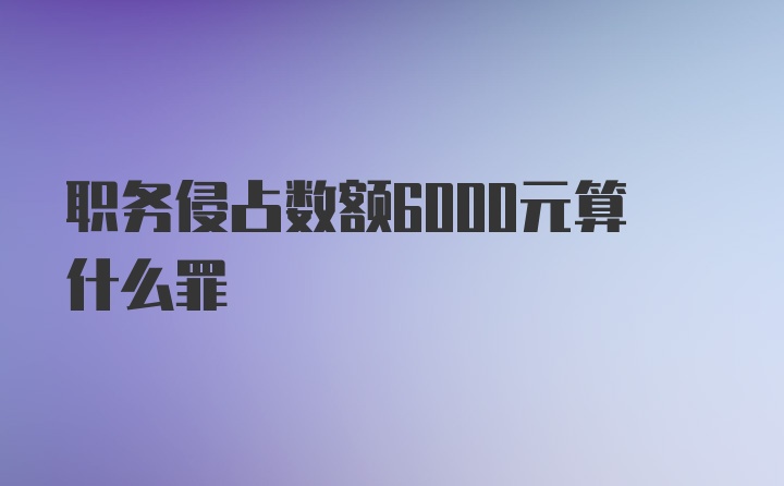 职务侵占数额6000元算什么罪