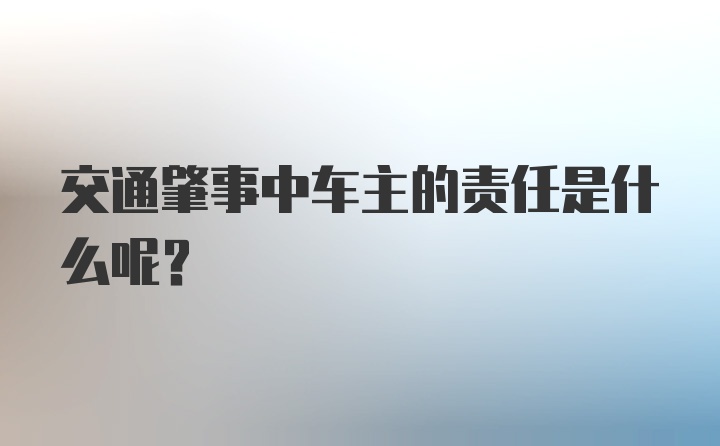 交通肇事中车主的责任是什么呢？