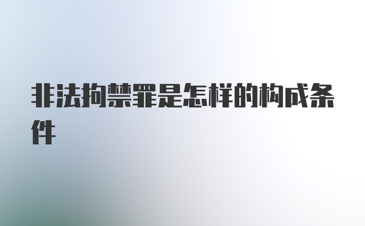 非法拘禁罪是怎样的构成条件